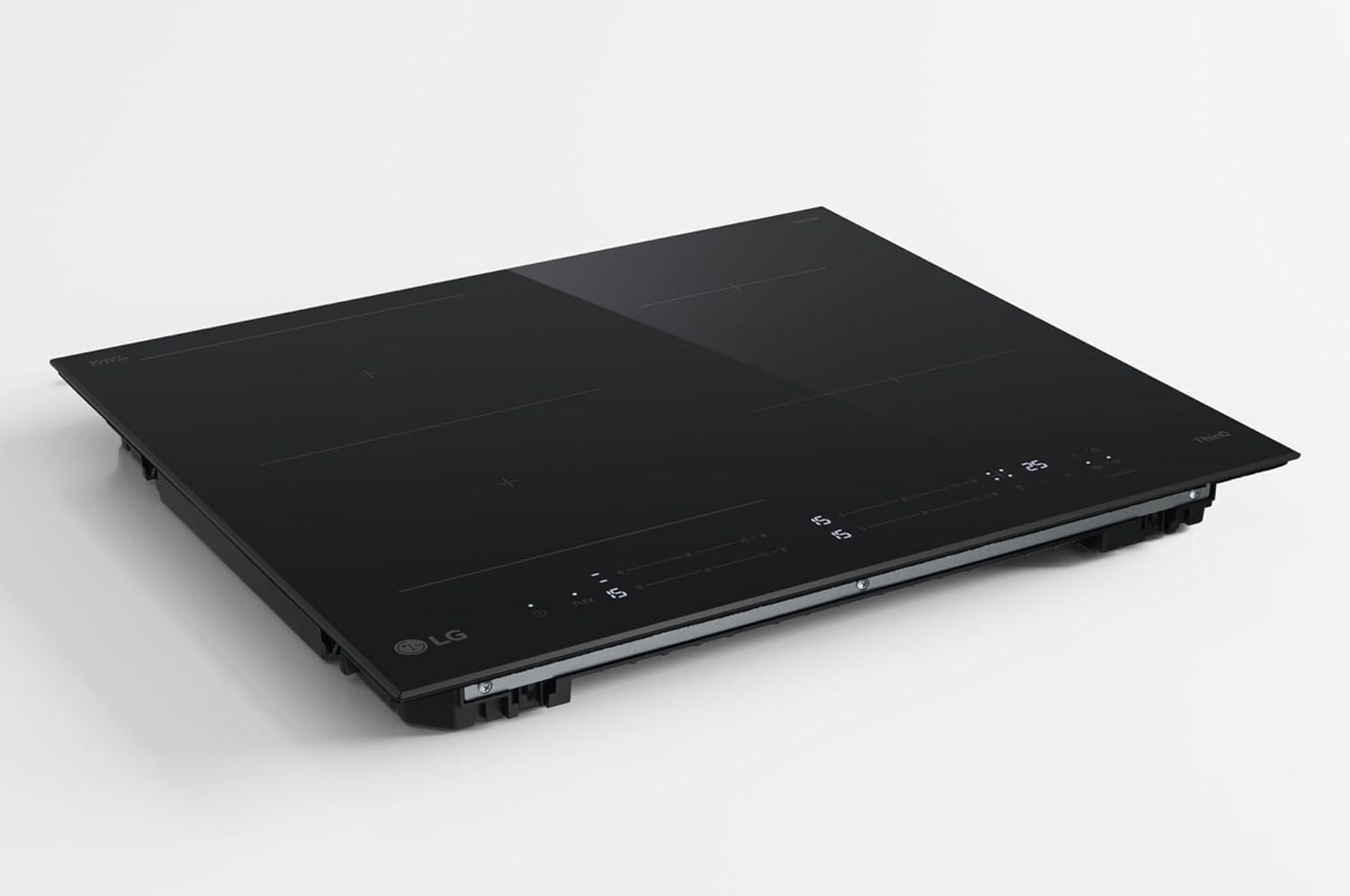 LG Płyta indukcyjna CBIZ2435B 60 cm, moc od 2,5 do 7,4 kW, 4 strefy całkowite, 1 strefa Flex, 15 poziomów mocy + doładowania, niezależne sterowanie dotykowe, Wi-Fi, szkło ceramiczne SCHOTT, kolor