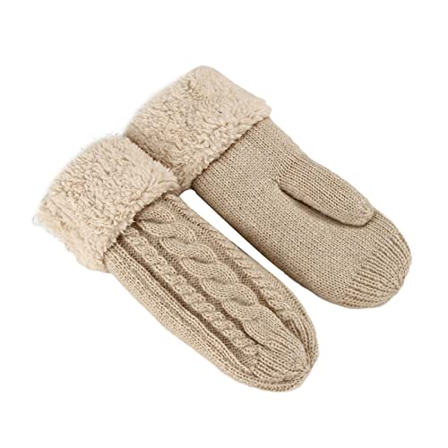 IUYQY Guantes de invierno para mujer, manoplas gruesas de punto con forro polar cálido, manoplas suaves de dedo completo para clima frío Cover