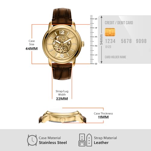 Image of Fossil Heritage Brown Automatic Leather Watch ME3279