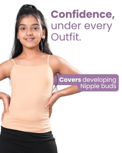 Image of Lily Chic Lightly Padded Camisole for Girls | Ages 8-16 Yrs | Soft Cotton Slips | Covers Nipple Buds | Perfect Under Uniforms & Top | Pack of 2