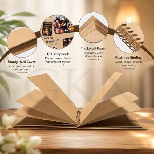 Image of GKN DIY Scrapbook Photo Album 8 x 8 Inch, 40 Pages Blank Paper Memory Book with 6 Metallic Pens, Stickers & Decorative Sheets, Scrapbooking Album for Wedding, Anniversary, Birthday & Family Memories