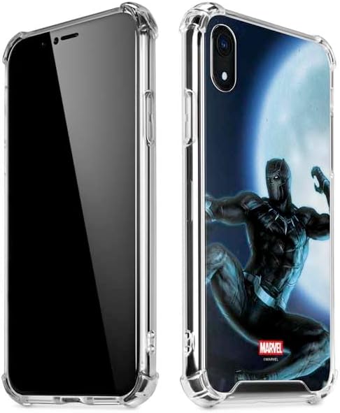 Skinit Clear Phone Case Compatible with iPhone XR - Officially Licensed Marvel Black Panther Jumping Through Air Design