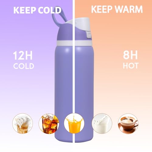 Image of Stainless Steel Water Bottle 32 oz with Flip Lid and Carry Loop (Ultra-Violet, 960 ml)