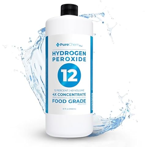 Hydrogen Peroxide 12 Percent (32oz) - Hydrogen Peroxide Cleaner - Dilute and Spray 12% Hydrogen Peroxide on Counters, Bathtubs, Floors or Carpets - Food Grade Hydrogen Peroxide 12 Percent Cover