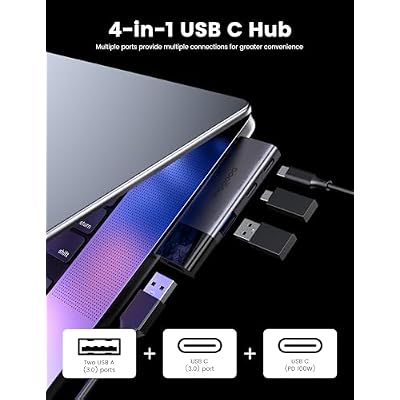 MOGOOD USB 3.0 Hub, Multiport USB Adapter 2 USB3.0 Ports Type C 3.0 PD 100W for MacBook,Laptop