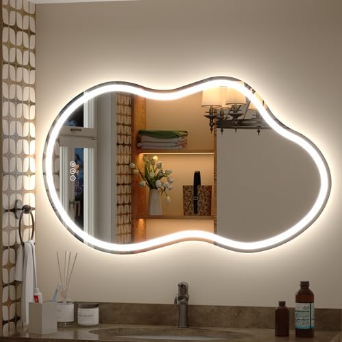 Image of 40x24 Inch Irregular Cloud LED Bathroom Mirror