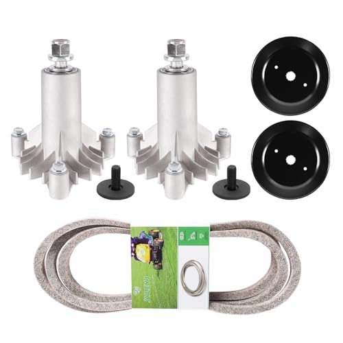 JYLEYJ Deck Rebuild Kit Spindle for 42 Inch Poulan Husqvarna Mower Craftsman LT1000 LT2000 DLT 3000 Includes 532130794 128285 128774 Mandrel Assembly with 2 Pulley 153535 173436, 1 Be lt 144959 95