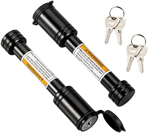 TOPSHINE Black Hitch Pin Lock, 5/8" Dia Trailer Hitch Looking Pin with Keys Keyed Alike for 2 inch Receiver