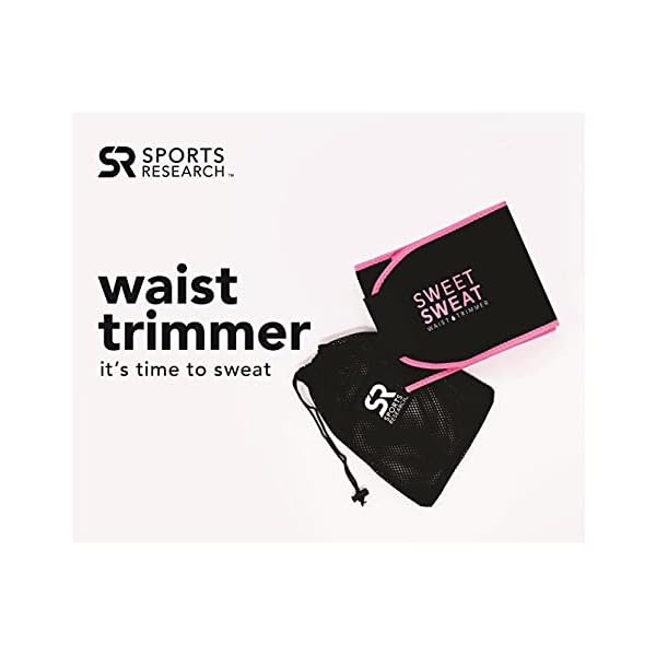 Sweet Sweat Waist Trimmer for Women and Men - Sweat Band Waist Trainer Belt for High Intensity Training and Gym Workouts, 5 Adjustable Sizes Black/Pink