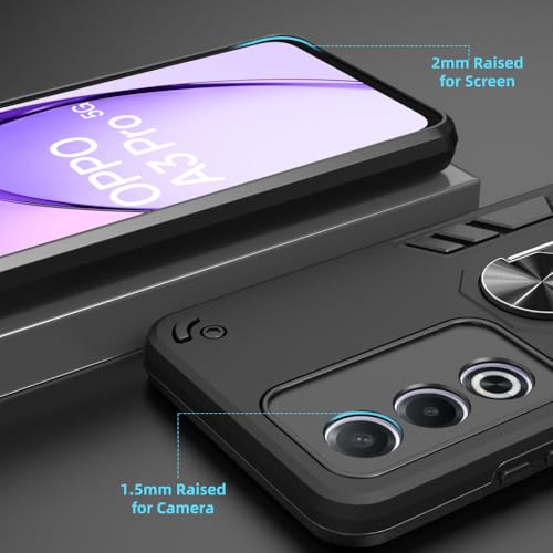 Image of NDCOM for Oppo A3 Pro 5G Back Cover | Protective Oppo A3 Pro 5G Mobile Back Cover | Shockproof Ring Holder Case