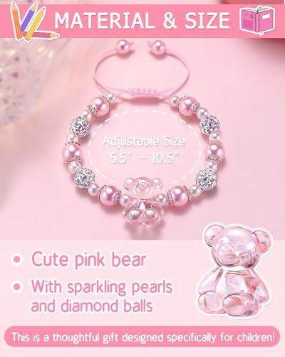 Image of First Day of Kindergarten /Preschool Gift Back to School Gifts for Girls Bear Bracelet