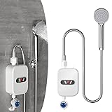 Mini Elektrische Durchlauferhitzer 3500W Wasserhahn mit Duschkopf & LED-Anzeige,220V IPX4 Wasserdicht Schnelle Erwärmung Konstante Temperatur Durchlauferhitzer für Küche Bad
