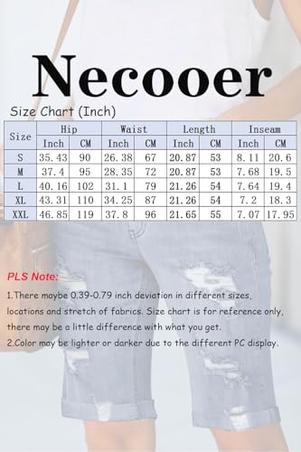 Necooer Damen Casual Ripped Denim Shorts Mittlere Taille Cropped Jeanshose mit Taschen – Bild 5