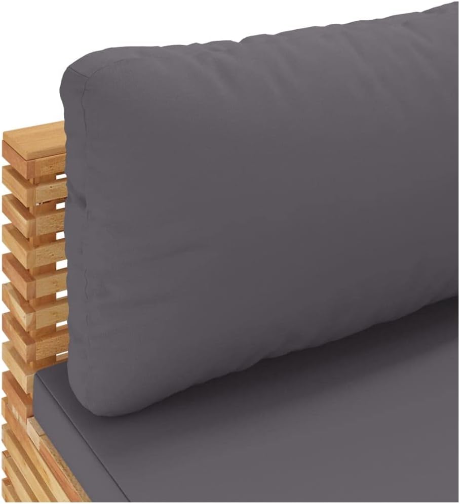 Patio Middle Sofa with Dark Gray Cushions Solid Wood Teak,Weight:38.36lbs,319159
