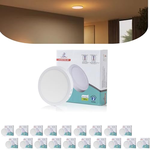 Image of D'Mak 8 Watt Round LED Surface Panel Light Warm White (Pack of 20)