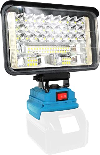 Cordless LED Work Light for 18V Battery, Portable Flood Spotlight 90W 5400LM, Low Voltage Protection, Torch Lighting for Camping, Hiking, Fishing,Power Failure,Workshop (No Battery)