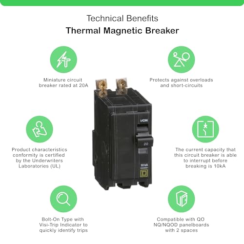 Schneider Electric QOB220CP Circuit Breaker, Black thumb #1