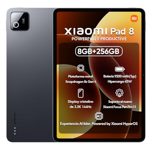 XIAOMI Pad 8 Ai WiFi Version Global (No Calls or Text) 11.2 inches 3.2K 144Hz 9200mAh Four Speakers 13 Mp Model 25097RP43G (Gray 256GB + 8GB)