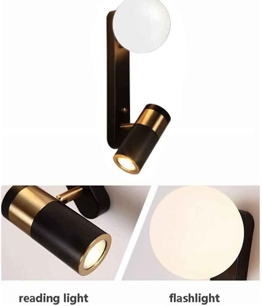 Lampa ścienna Led do wnętrz z regulowanym ramieniem Projektor z kinkietem ściennym ze szklaną kulą kompatybilna z sypialnią, salonem, lampką nocną, żyrandole LED, Bl