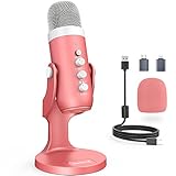 ZealSound 配信用マイク ASMRマイク コンデンサーマイク USBマイク エコー機能、卓上マイクスタンド、PC用録音マイク、単一指向性集音、高感度な集音機能を備えた、Windows/Mac/PS4/PS5対応の録音マイク - ゲーム、実況、会議、LIVE放送、YouTube、Skypeに最適（ピンク）