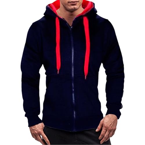 Hoodies for Men Zip up Long Sleeve Drawstring Sweatshirt Casual Lightweight Outdoor Workout Sport Jacket with Pocket