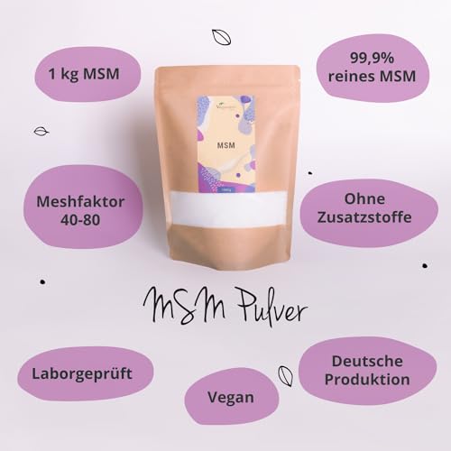 MSM Pulver von Vegavero 1000 g – 99,9% rein