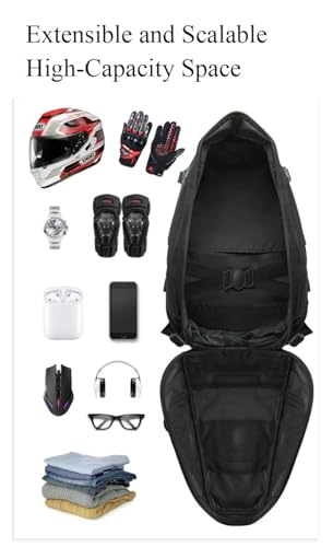 Mochila para casco de motocicleta impermeable y expandible con malla elástica 6