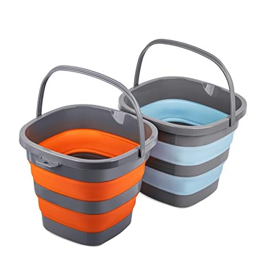 2 Pack Collapsible Plastic Bucket with 2.6 Gallon (10L) Each, Foldable Rectangular Tub for House Cleaning, Space Saving Outdoor Waterpot for Garden or Camping, Portable Fishing Water Pail