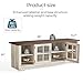 LINSY HOME TV Stand for 75 Inch TV, Modern Farmhouse Entertainment Center with Storage Cabinets and Glass Doors, Tall Media Console Table for Living Room, Bedroom, Large Long Television Stand, Beige