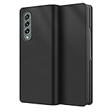 Samsung Galaxy Z Fold 3 Case,Wallet Case,Magnetic Detachable Large Storage [Genuine Leather] Vintage Case Cover with Three Card Holder for Galaxy Z Fold 3 (Black)