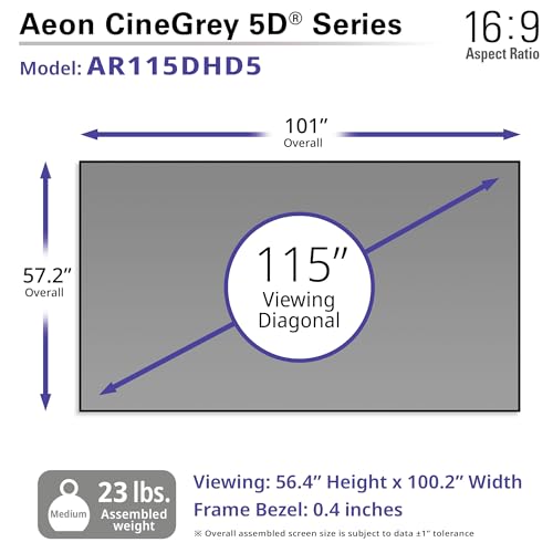 Image of Elite Screens Aeon CineGrey 5D 115-Inch 16:9 Edge-Free CLR /ALR Projector Screen - Ceiling & Ambient Light Rejecting Fixed Frame Screen for Home Theater and Movies, AR115DHD5