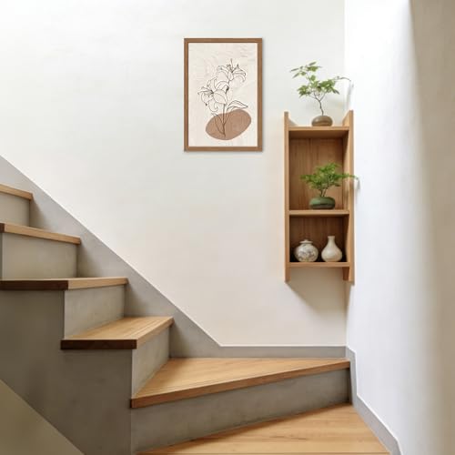 木子誉絵画館 抽象アートパネル 静寂に咲くユリ 植物 花の絵 絵画 インテリア おしゃれ ウォールアート 玄関 階段 廊下 寝室 リビング 壁飾り 木目調フレーム付き完成品（40x30cm） [2]
