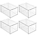 mDesign Plastic Stackable Bathroom Storage with Pull Out Bin Organizer Drawer for Cabinet, Vanity, Shelf, Cupboard, Cabinet, or Closet Organization - Lumiere Collection - 4 Pack - Clear