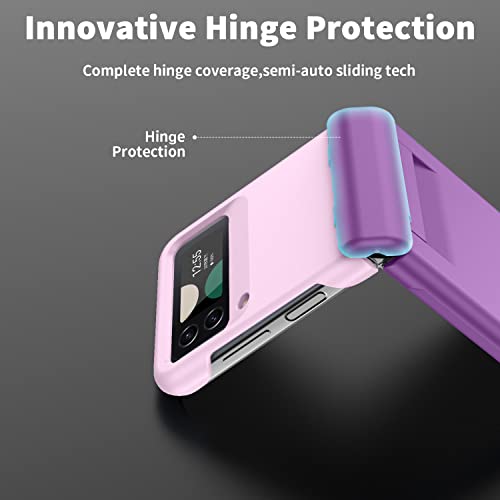 For Samsung Galaxy Z Flip 4 Case: Cell Phone Case With Hinge Protection, Hard Pc Back With Soft Tpu Edge, Wireless Charging Protective Phone Cover Case For Samsung Galaxy Flip 4 5G 2022-Match Purple #TOP5