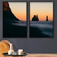 2 Piece Framed Canvas Wall Art Sunset in The Mountains Canvas Prints Home Artwork Decoration for Living Room,Bedroom - 16
