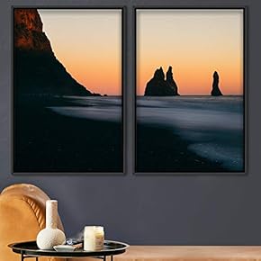 signwin 2 Piece Framed Canvas Wall Art Sunset...