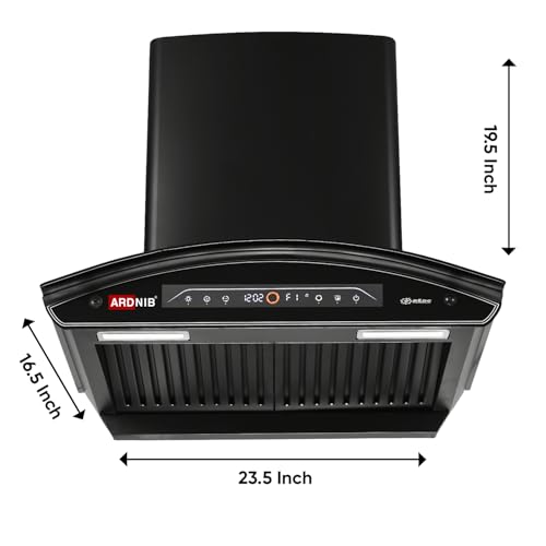 Image of 1600 m /hr Wall Mounted BLDC Auto Clean Kitchen Chimney (Ardnib NOVA PLUS BK 60, BLDC Motor, Baffle Filters, Touch Control + Motion Sensor, 7 Years Motor Warranty) (Baffle Filter)