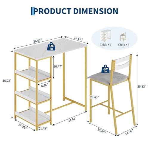 Mesa de bar que ahorra espacio con taburetes para comedor pequeño 3