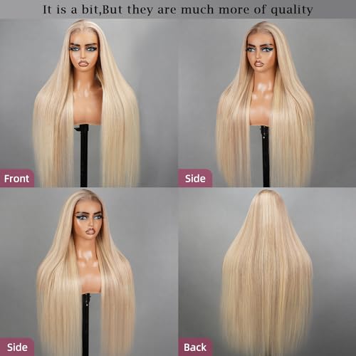 SUPERLOOK 6x5 Wear And Go Glueless Wigs Human Hair P10/613 Lace Front Wig Human Hair Blonde Lace Front Wig HD 220% Density Highlight Lace Wig Pre Plucked 26inch P10/613