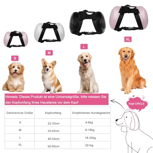 BERGWERK Hunde Ohrschützer für Gehörschutz, 29dB NRR Hundeohrschützer für Lärmschutz Noise Cancelling Kopfhörer (Schwarz-M)