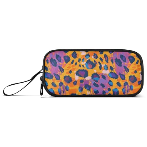 aidingzhi Bolsas para lápices de nailon de leopardo naranja para niños, estuche de malla de alta capacidad, organizador de artículos de papelería para escuela preparada, adolescentes y niñas