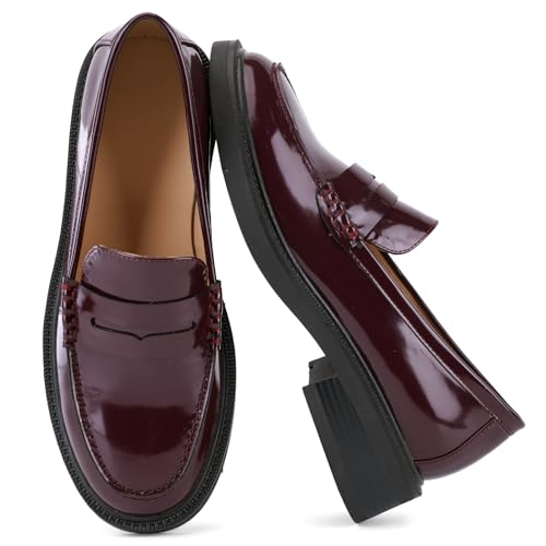 JilTrdWei Loafers for Women Classic Penny Loafers Slip On Flat Shoes Comfortable Casual Dress Shoes for Work Office Travel Everyday Walking-LB-8.5