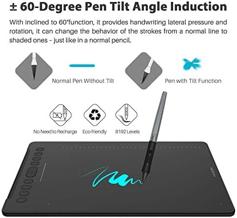 Tableta gráfica HUION Inspiroy H1161 para dispositivos Android, con sensibilidad de presión de 8192 niveles y stylus sin batería, compatible con Chromebook, Android, Windows y Mac miniatura 6