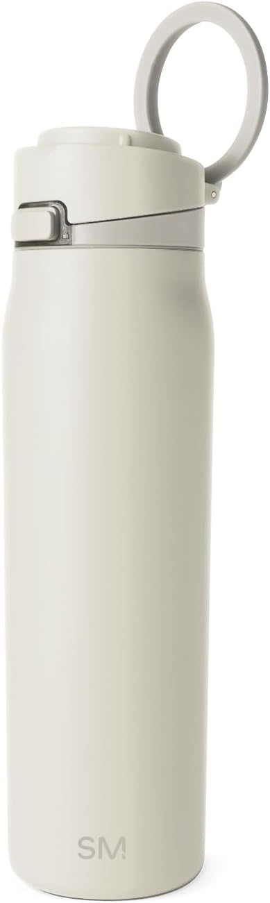 Simple Modern Mesa Loop Water Bottle with Covered Straw and Handle | 24oz Cup Holder Friendly Insulated Stainless Steel Bottles for Travel, Sports and School | Cashew
