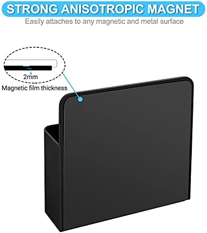 Strong Magnetic Dry Erase Marker Holder for Whiteboards/Fridge/Refrigerator/School, Magnetic Pen Holder Pen Organizer with Anisotropic Magnet Pad, Black