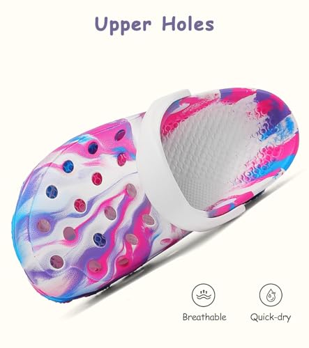 Image of Boys and Girls Tie Dye Clogs for Kids,Unisex Eva Mules for Big Kid,Little Kid,Boy and Girl Closed Toe Slide Sandals,Black and White