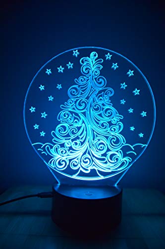 Sapin de Noël LED 3D veilleuse sécurisée sans chaleur avec télécommande