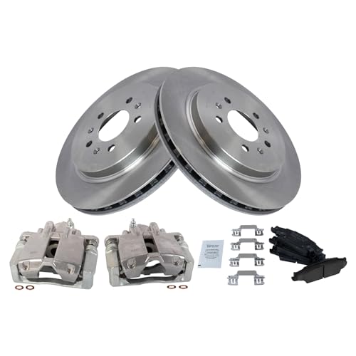 Image of TRQ Rear Brake Pad and Rotor Set Ceramic Rotors Calipers Brake Code JE5 JL9 | For 2006-2007 Cadillac CTS 2005-2011 STS