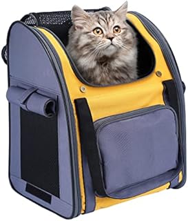 PETTOM Pet Backpack Carrier for Dogs Cats Puppies Bunny, Pet Carry Bag with Ventilated Design, Sun-proof Curtains, Two-Sided Entry, Head Window, Removable Fleece Mat for Outdoor Travel Hiking