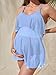 Verdusa Women's Casual Maternity Swimwear 2Pack Spaghetti Strap Sheer Mesh Swim Dress with Bikini Bottom Maternity Swimsuit Blue S
